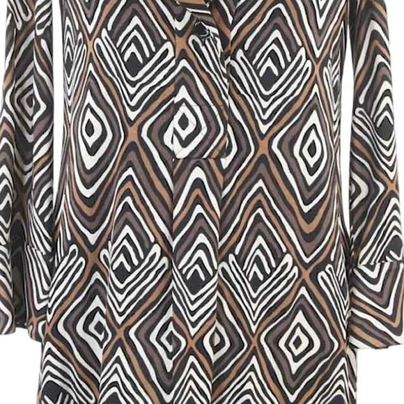 DIANE VON FURSTENBERG Boho Silk Vintage Tribal Print Tunic Dress Size 4 - Picture 7 of 10